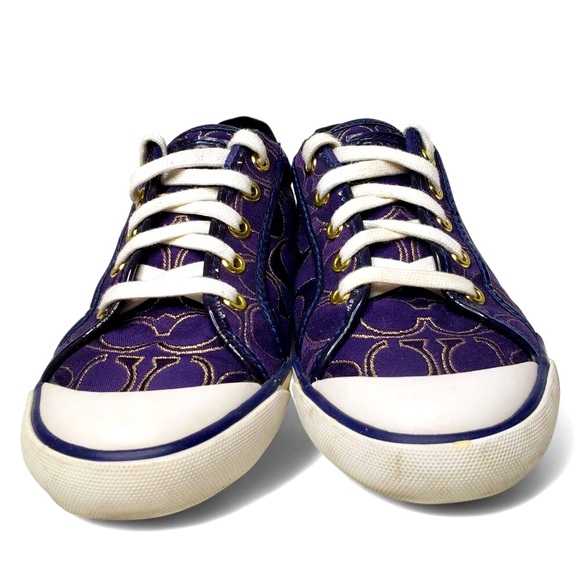 Coach Barrett Sneaker Women's Purple with Metallic Signature Logo Cap Toes 8B - Picture 2 of 8
